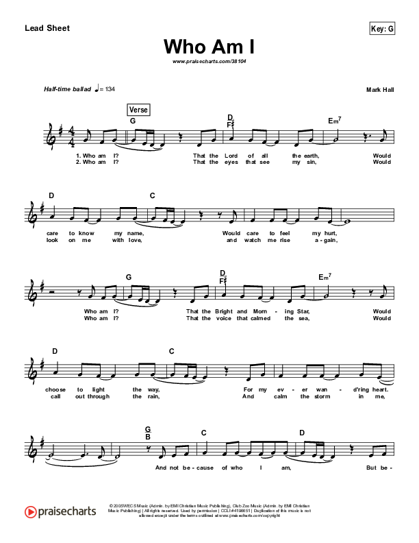 Who Am I (Simplified) Lead Sheet ()