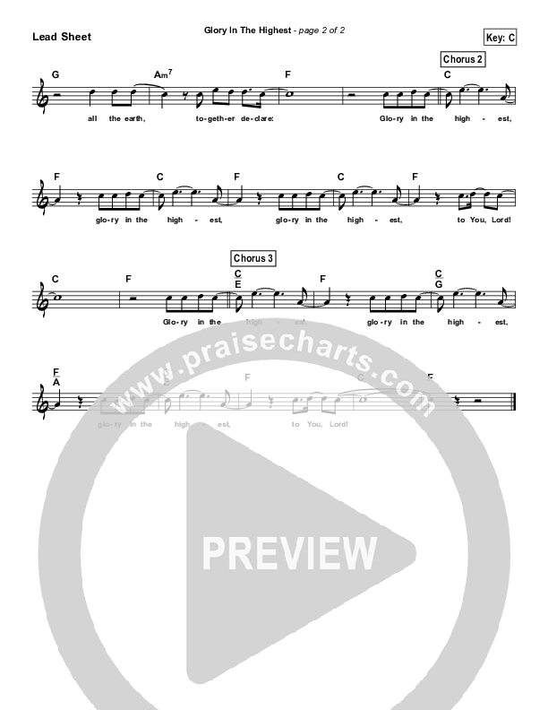 Glory In The Highest (Simplified) Lead Sheet ()