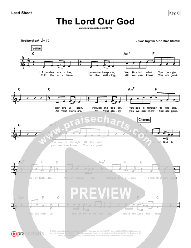 The Lord Our God (Simplified) Lead Sheet ()