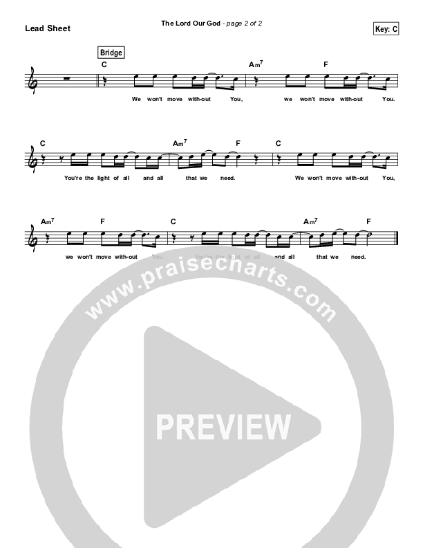 The Lord Our God (Simplified) Lead Sheet ()