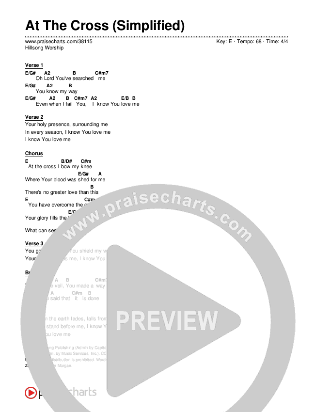 At The Cross (Simplified) Chord Chart (Hillsong Worship)