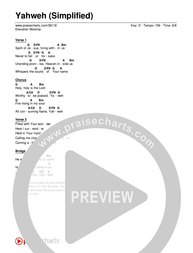 Yahweh (Simplified) Chord Chart ()