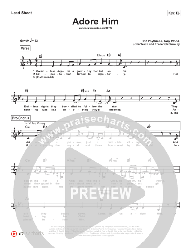 Adore Him (Simplified) Lead Sheet ()