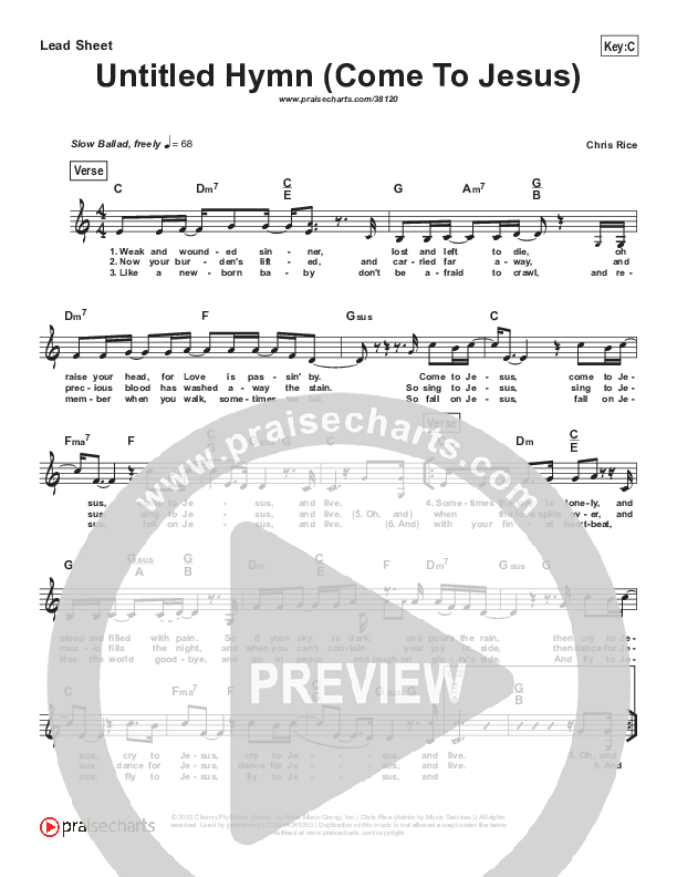 Untitled Hymn (Come To Jesus) (Simplified) Lead Sheet ()