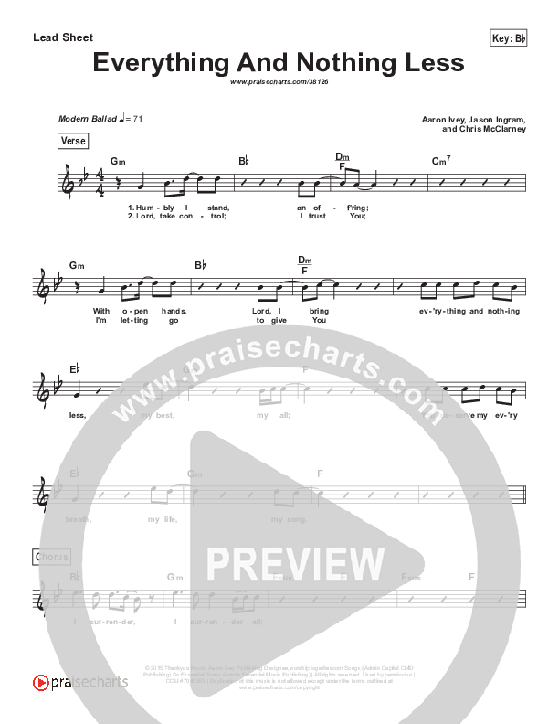 Everything And Nothing Less (Simplified) Lead Sheet ()