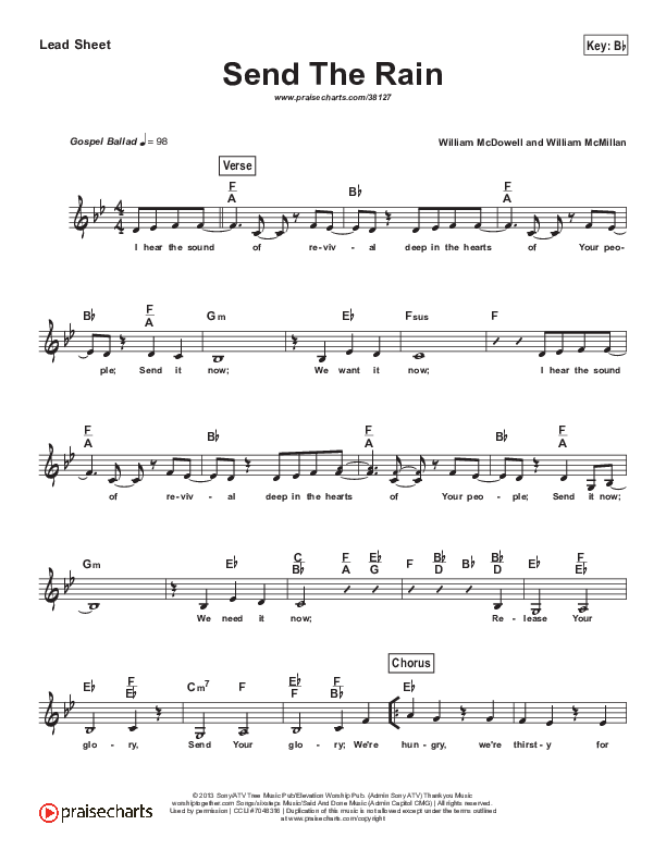 Send The Rain (Simplified) Lead Sheet (Melody) ()
