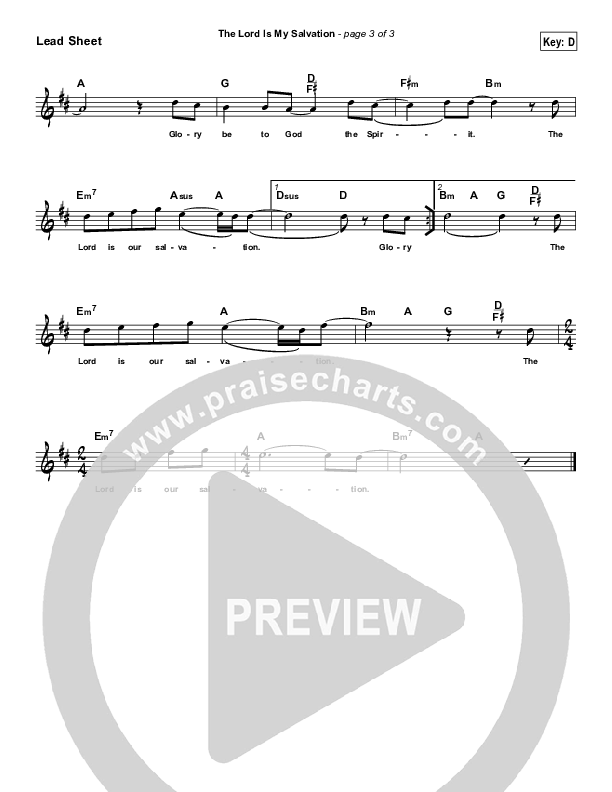 The Lord Is My Salvation (Simplified) Lead Sheet ()