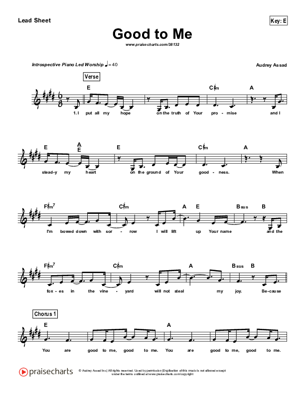 Good To Me (Simplified) Lead Sheet ()