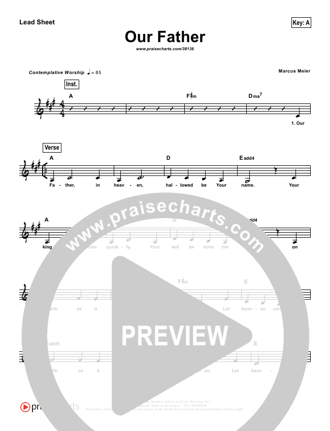 Our Father Simplified Sheet Music Praisecharts Includes transpose, capo hints, changing speed and much more. our father simplified sheet music