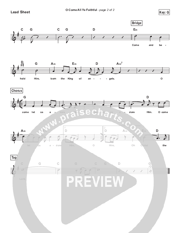 O Come All Ye Faithful (Simplified) Lead Sheet (Third Day)