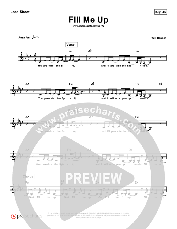 Fill Me Up (Simplified) Lead Sheet ()