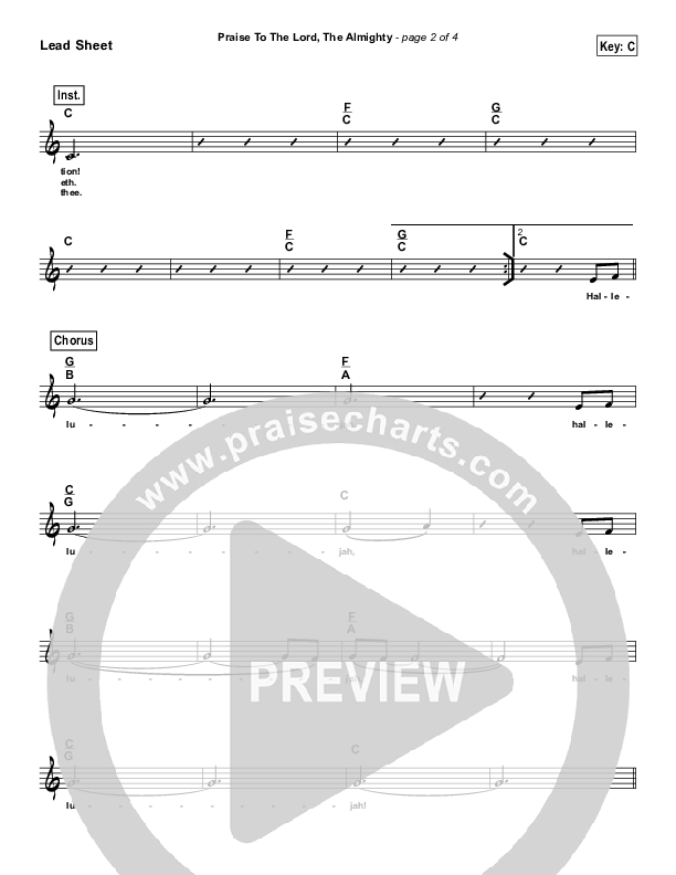 Praise To The Lord The Almighty (Simplified) Lead Sheet (Christy Nockels)