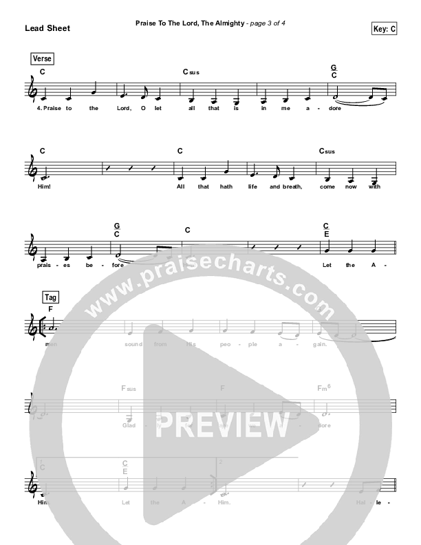 Praise To The Lord The Almighty (Simplified) Lead Sheet (Christy Nockels)