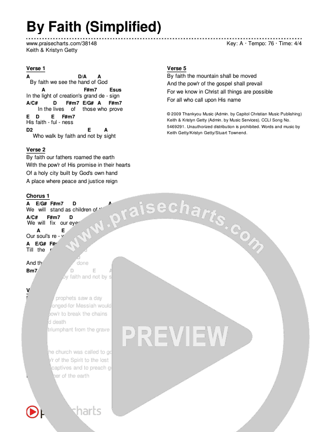 By Faith (Simplified) Chord Chart ()