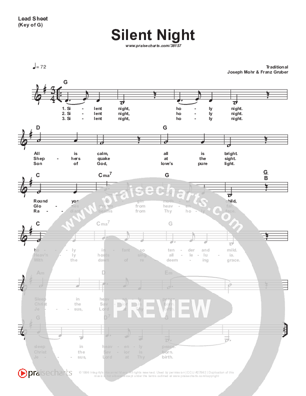 Silent Night (Simplified) Lead Sheet (Traditional Carol)