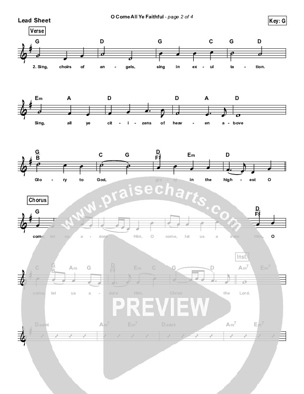 O Come All Ye Faithful (Simplified) Lead Sheet (Casting Crowns)