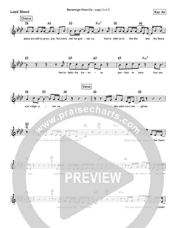 Sovereign Over Us (Simplified) Lead Sheet (Melody) ()