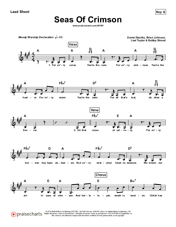 Seas Of Crimson (Simplified) Lead Sheet ()