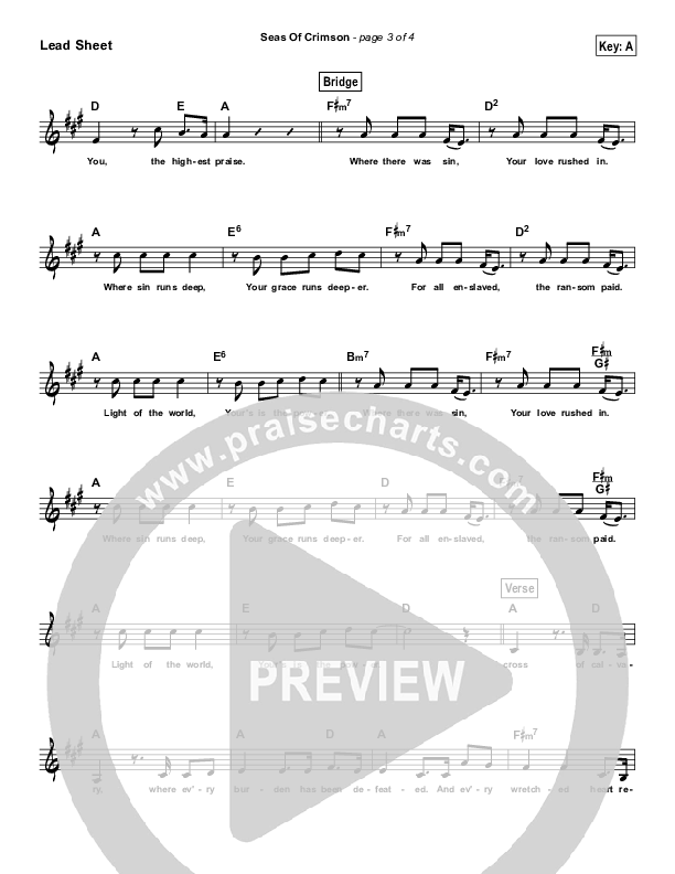 Seas Of Crimson (Simplified) Lead Sheet ()