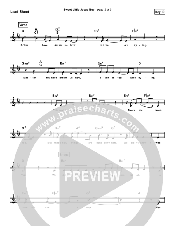 Sweet Little Jesus Boy (Simplified) Lead Sheet ()