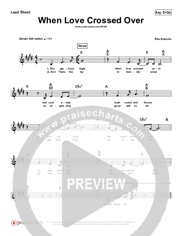 When Love Crossed Over (Simplified) Lead Sheet ()