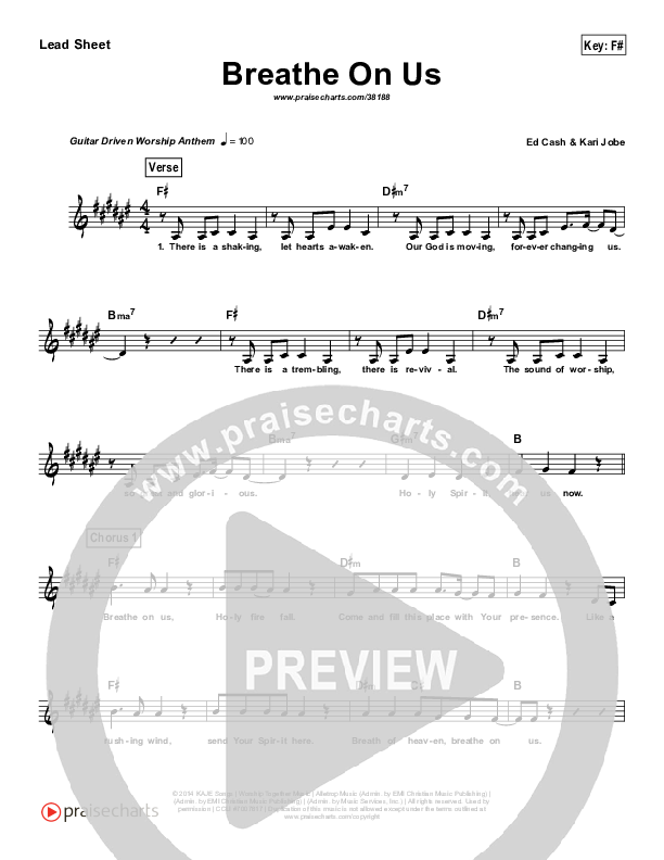 Breathe On Us (Simplified) Lead Sheet ()