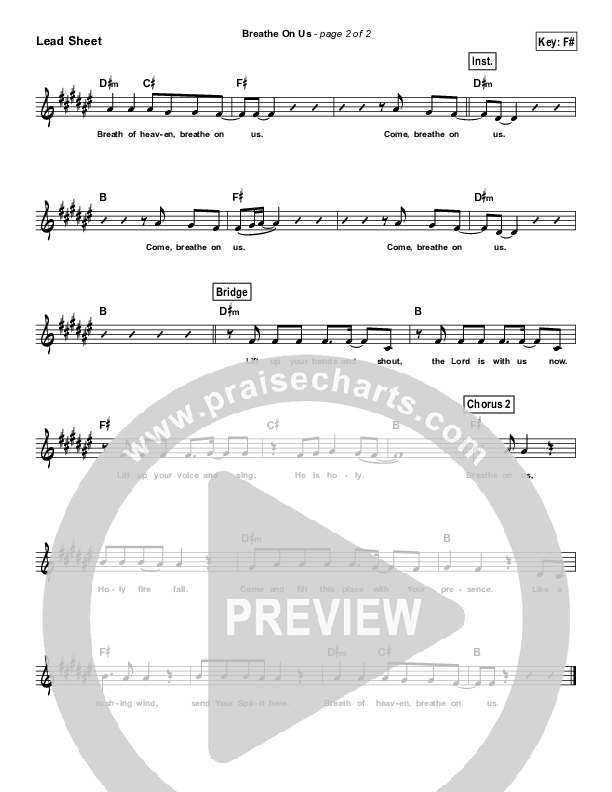 Breathe On Us (Simplified) Lead Sheet ()