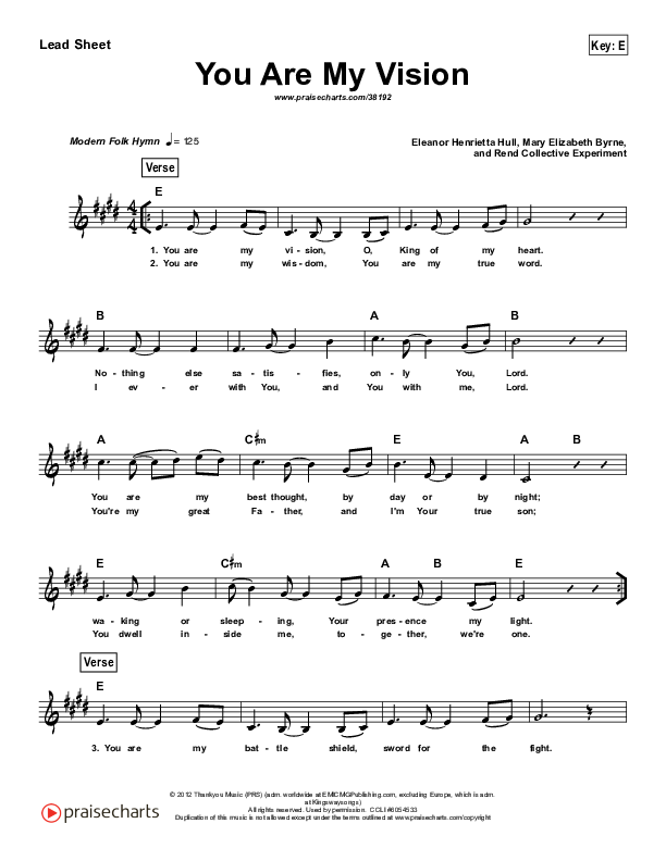 You Are My Vision (Simplified) Lead Sheet ()
