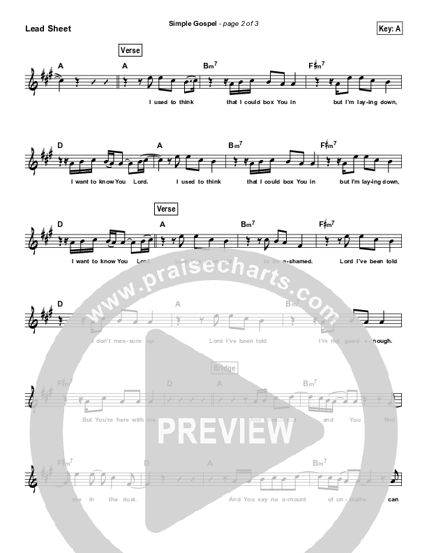 Simple Gospel (Simplified) Lead Sheet ()