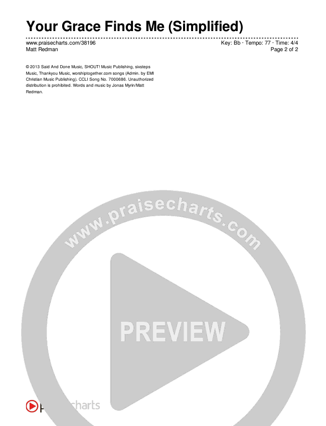 Your Grace Finds Me (Simplified) Chord Chart ()