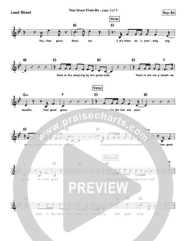 Your Grace Finds Me (Simplified) Lead Sheet ()