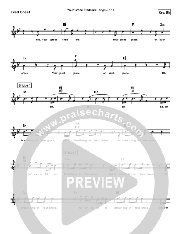 Your Grace Finds Me (Simplified) Lead Sheet ()
