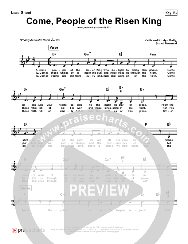 Come People Of The Risen King (Simplified) Lead Sheet ()