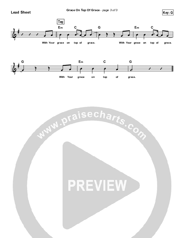 Grace On Top Of Grace (Simplified) Lead Sheet ()