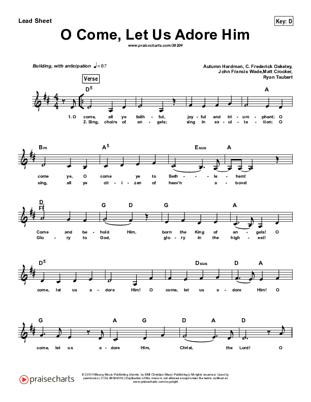 Come Let Us Adore Him (Simplified) Lead Sheet ()