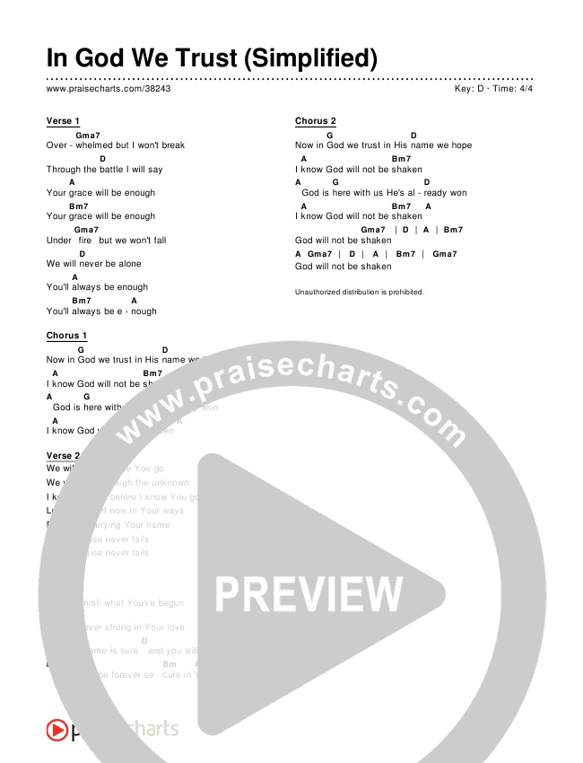 In God We Trust (Simplified) Chord Chart ()