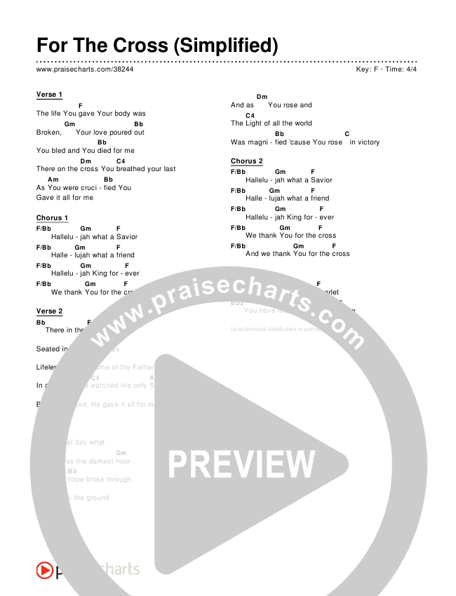 For The Cross (Simplified) Chord Chart ()