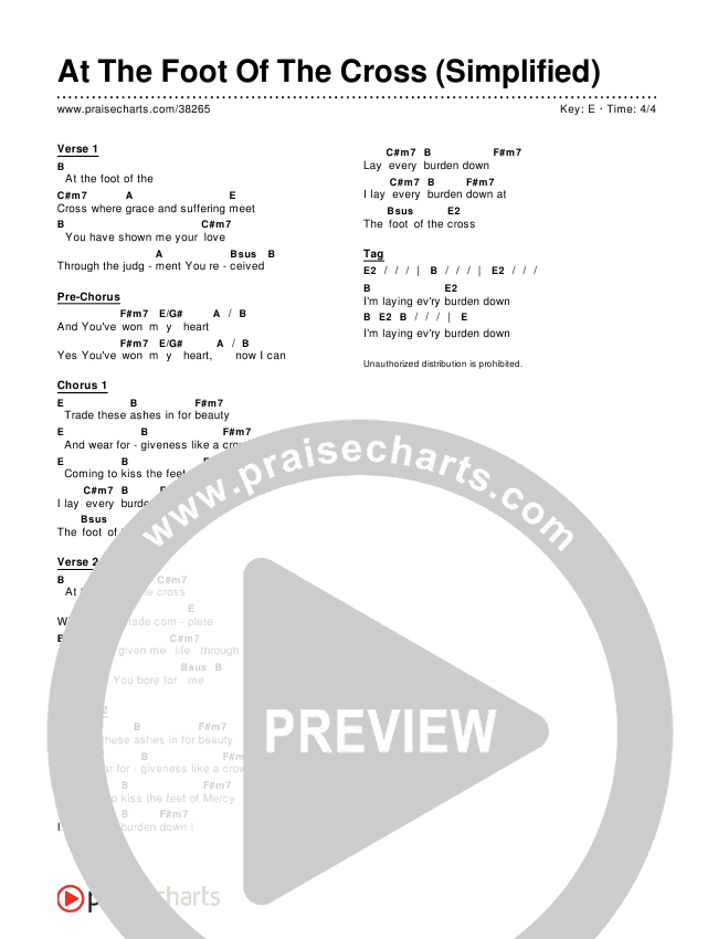 At The Foot Of The Cross (Simplified) Chord Chart ()
