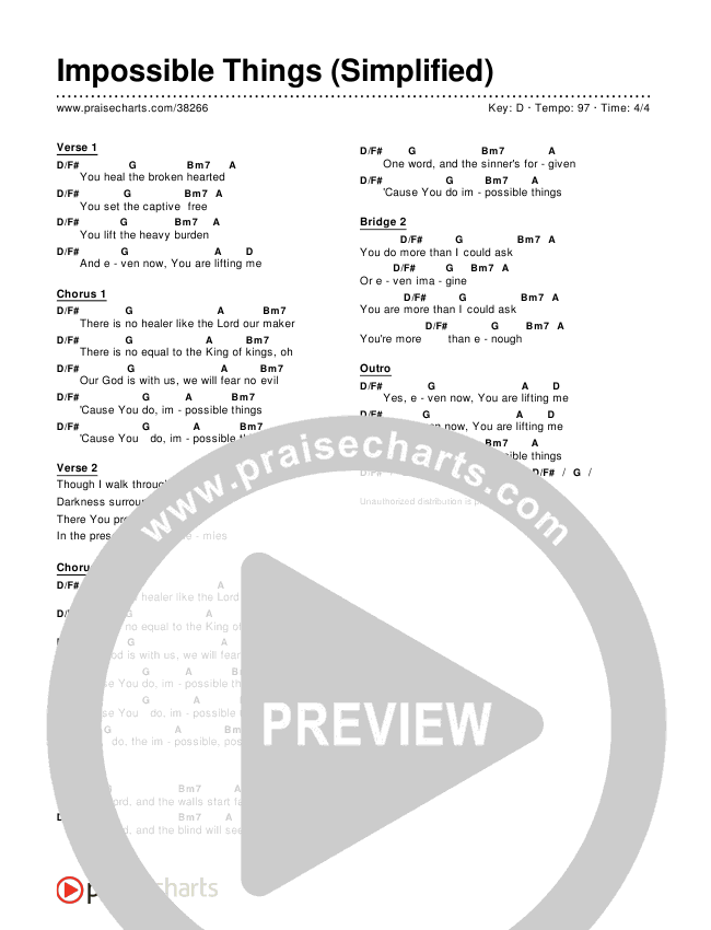 Impossible Things (Simplified) Chord Chart ()