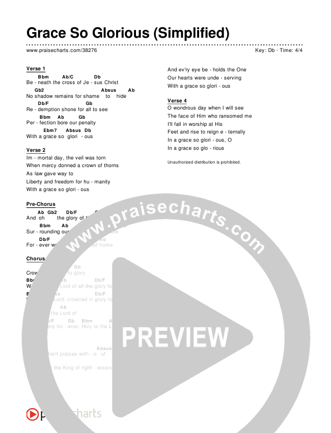 Grace So Glorious (Simplified) Chord Chart ()