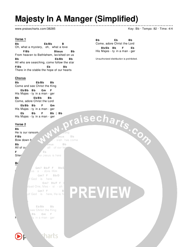 Majesty In A Manger (Simplified) Chord Chart ()