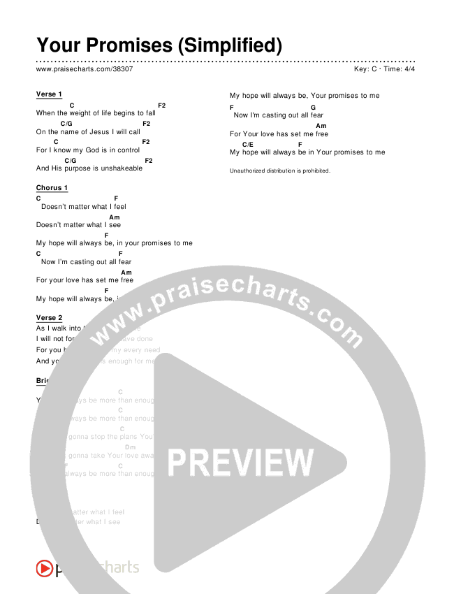 Your Promises (Simplified) Chord Chart ()