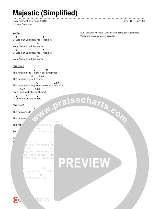 Majestic (Simplified) Chord Chart ()