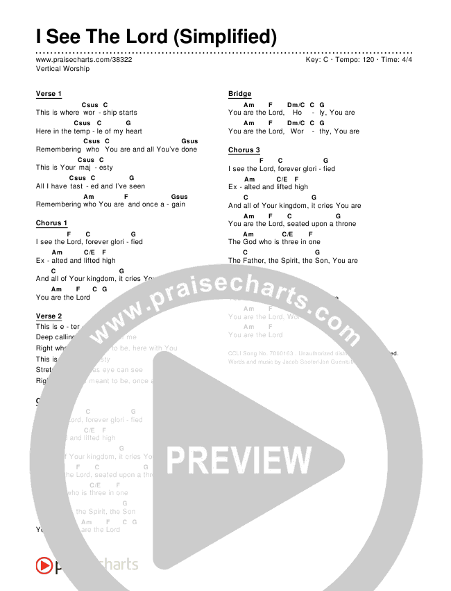 I See The Lord (Simplified) Chord Chart ()