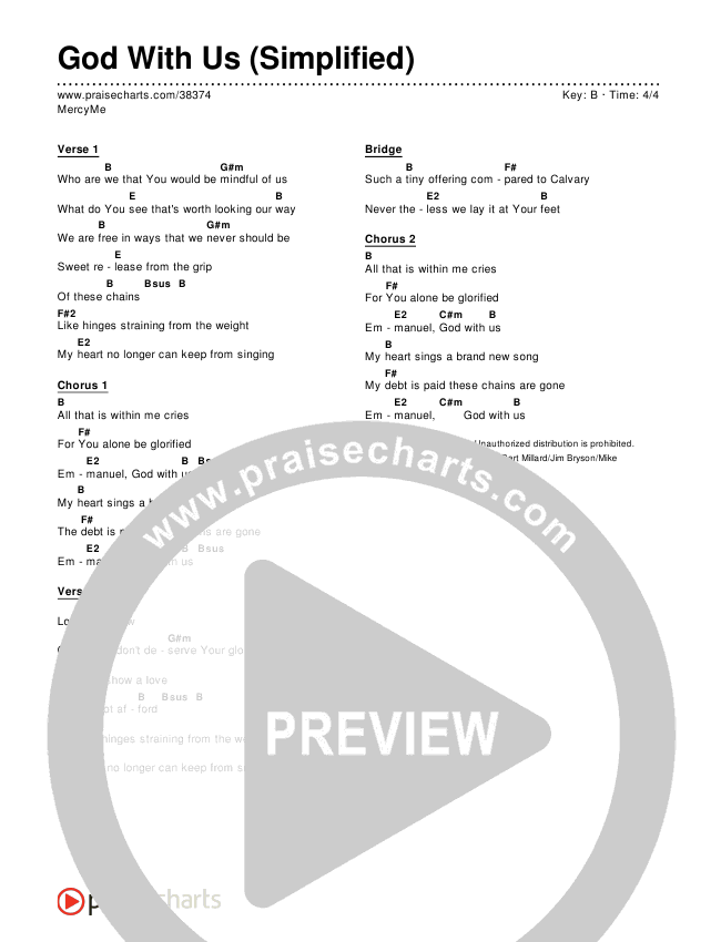 God With Us (Simplified) Chords PDF (MercyMe) PraiseCharts