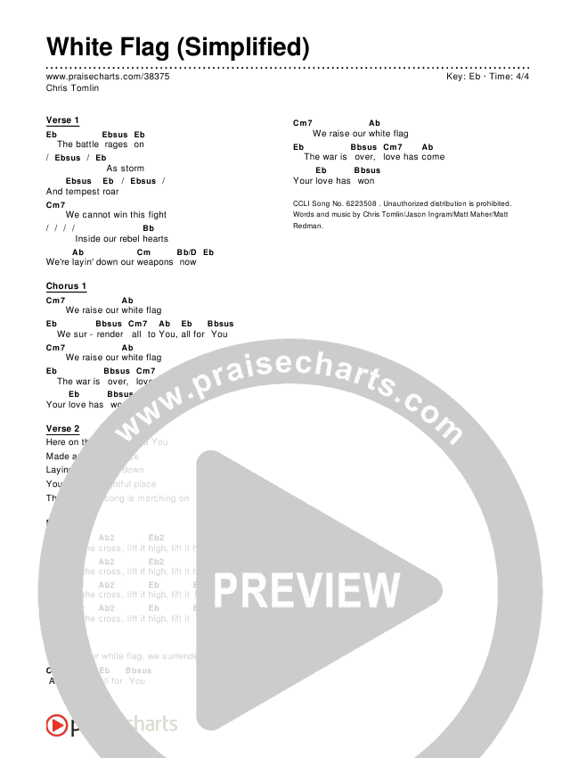 White Flag (Simplified) Chord Chart ()