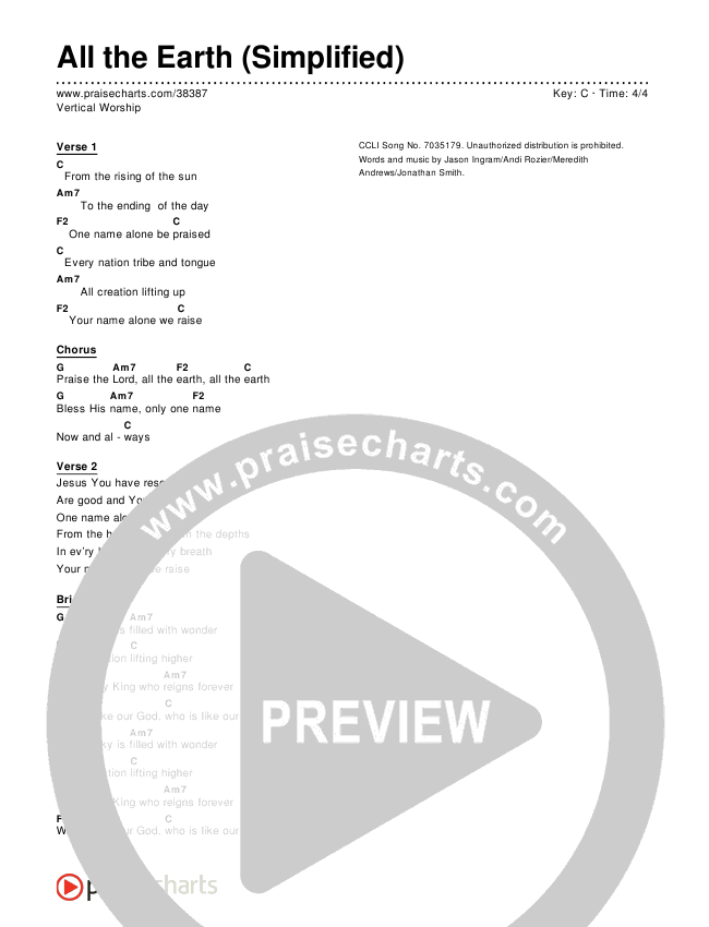 All the Earth (Simplified) Chord Chart ()