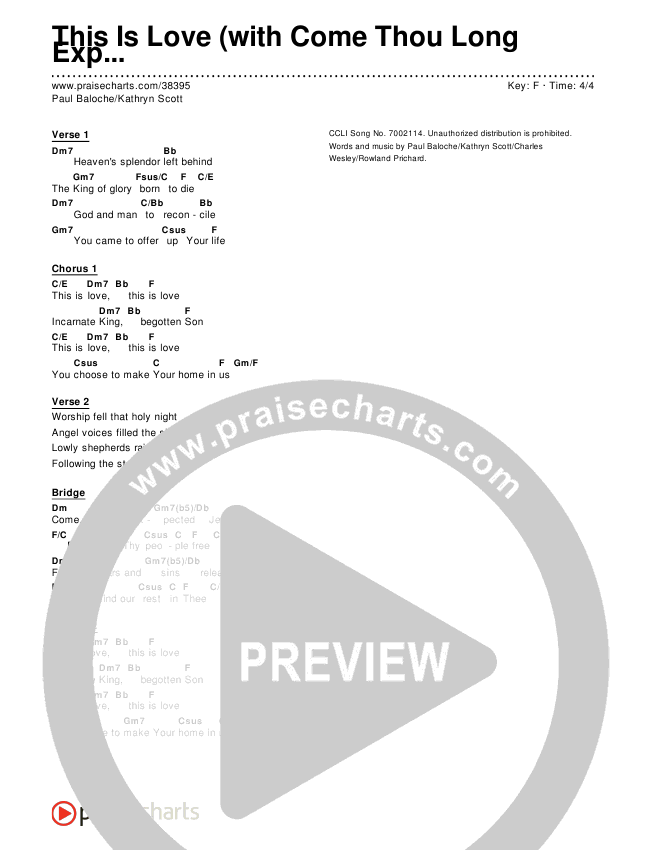 This Is Love (with Come Thou Long Expected Jesus) (Simplified) Chord Chart ()