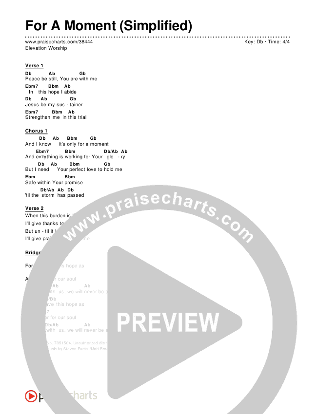 For A Moment (Simplified) Chord Chart ()