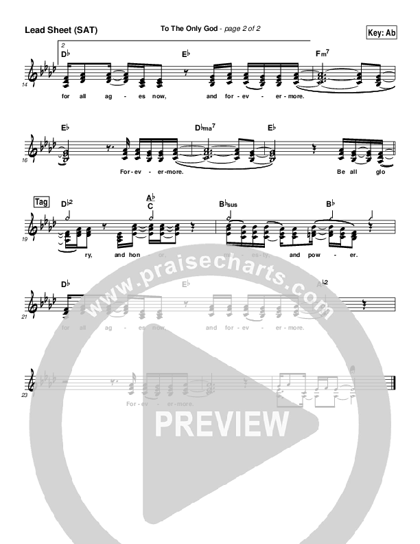 To The Only God Lead Sheet (David Crowder)
